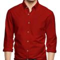 Red Panama Long Sleeve Casual Shirt for Men.