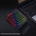 One Hand RGB Gaming Keyboard USB Wired Rainbow Letters Glow Single Hand Mechanical Feeling Keyboard with Wrist Rest Support, Gaming Keyboard Set for Game. 