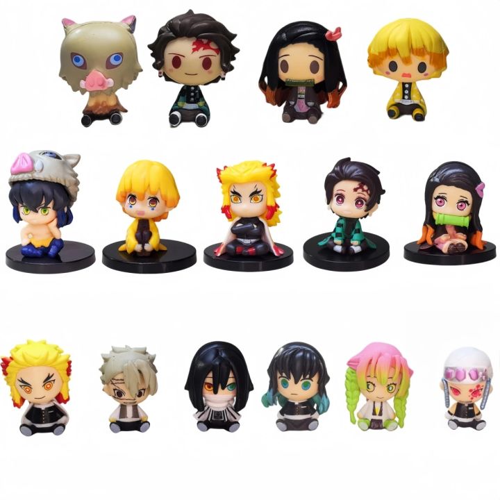 4-5cm Demon Slayer figure Tanjiro Nezuko figurine Inosuke Zenizu Action Figure Q Ver. Sitting kimetsu no yaiba figures Model Toy Moonlight Shines