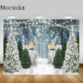 Mocsicka Winter Forest Photography Backdrop Snow Scene Snowfield Pine Tree Snowflake Photo Background for Photo Studio Photocall. 