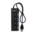 USB Hub 4 Port USB 2.0 Hub On/Off Switches + DC Power Adapter Cable For PC Laptop Multi HUB Splitter Port Portable Expander.