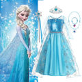 Disney Frozen Princess Elsa Costume For Girl 2024 Carnival Party Snow Queen Luxury Cosplay Birthday Party Ball Gown Outfit Dress. 