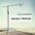 Metal Height 2.6M/8.5FT Adjustable Reflector Tripod Stand with Holding Arm 2pc Grip Head for Photography Studio Video Equipment.