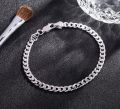 Classic Fashion Men 100% 925 Sterling Silver Bracelet Punk Style Cuban Chain Solid Silver -6 MM/ 6-9 inches Bracelet Boy Jewelry. 