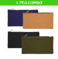 Papertree Pencil Pouch Pencil Bag for Multi-Purpose use Mini Zipper Pouch - 4 Pcs combo.