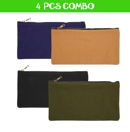 Papertree Pencil Pouch Pencil Bag for Multi-Purpose use Mini Zipper Pouch - 4 Pcs combo
