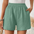 Women's Double Layered Cotton Pleats Shorts Straight Leg Casual Pants High Waist Sports Loose Shorts Fashion Streetwear.