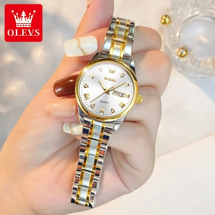 Olevs%204580%20Silver%20&%20Golden%20Two%20Tone%20Stainless%20Steel%20Analog%20Wrist%20Watch%20For%20Women%20-%20White,%20Silver,%20Black%20&%20Golden%20-%20Image%208