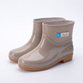 Low-top fashion short length women's rain boots velvet warm thickened silicone water shoes anti-slip labor protection rain boots wholesale. 