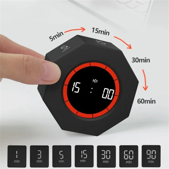 Preset Times USB Rechargeable Automatic Rotating Timer LED Screen Time ...