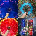 Manual Fashionable windproof 10 ribs Umbrella Multicolor With Carry Bag - Random.