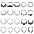 【Sleek】 ZS 1PC 16G Copper Zircon Nose Ring Snake Skull Antlers Septum Clicker Stainless Steel Nose Piercings Helix Daith Tragus Pierings.