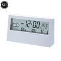 LCD Desktop Alarm Clock Transparent Calendar Weather and Digital Temperature and Humidity Display Home Appliance Smart Life.