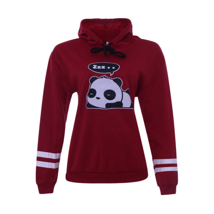 Ladies Hoodie Marron hoodie Panda print Hoodie