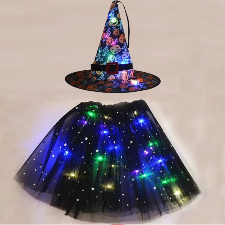 Women%20Kids%20Girl%20Glow%20Cobweb%20Light%20Up%20Tutu%20Skirt%20Spider%20Web%20Hat%20Wizard%20Witch%20Costume%20Party%20Gift%20Bat%20Cloak%20Halloween%20Christmas%20-%20Image%205
