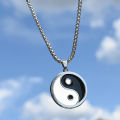 Vintage Men's Stainless Steel Necklace- Chinese Style Yin Yang Tai Chi Pendant Necklace -Male Punk  Jewelry Accessories. 