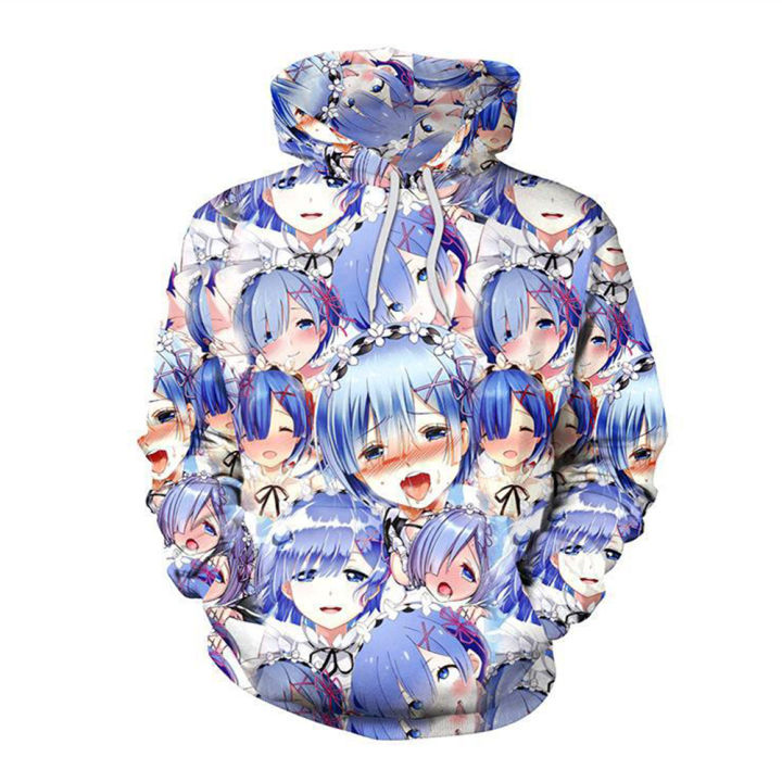 Man and Woman Hoodie 3D Anime Ahegao Sweater Leisure Top Shirt for Couples