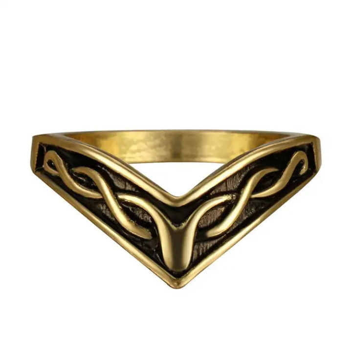 New Stainless Steel Triangle Crown Ring with Irregular Pattern Hollow Layered Ring for Men's Single Ring