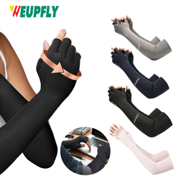 1 Pair Copper Compression Long Arthritis Gloves - Copper Infused Extra Long Fit Glove for Women Men - for Computer Typing, RSI
