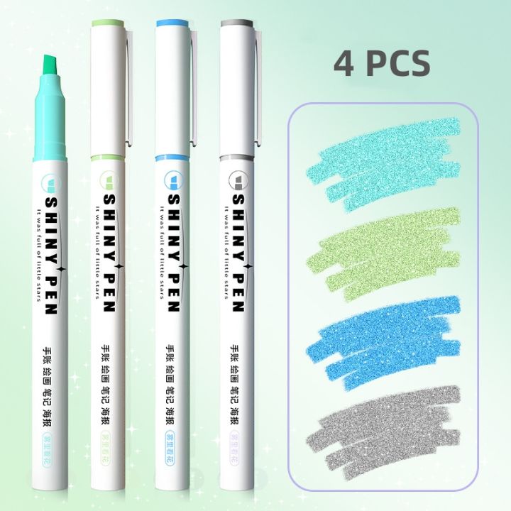RHS%20Online%204PCS%20Shiny%20Pen%20Glitter%20Highlighters%20Planner%20Journaling%20Fluorescent%20Highlighter%20Sparkling%20Note-taking%20Highlighters%20Soft%20Color%20-%20Image%207