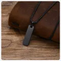 Fashionable Boys Pendant and Bar Necklace for Men, Stainless Steel Black.