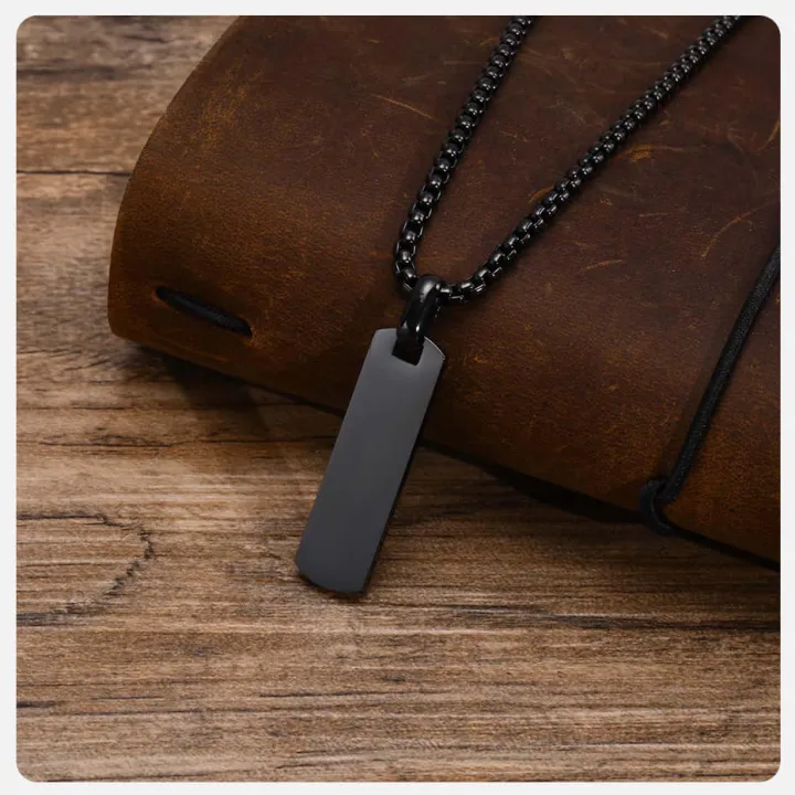 Fashionable%20Boys%20Pendant%20and%20Bar%20Necklace%20for%20Men,%20Stainless%20Steel%20%20Black%20-%20Image%206