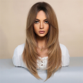 64cm European and American Simulation Wig Female Long Hair Center Parted Full Head Set Long Hair Female Set Head Wig ,A. 