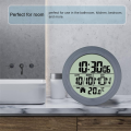 1 PCS No Punching Suction Cup Clock Gray Plastic Home Waterproof Bathroom Kitchen Clock LCD Digital Display Clock Temperature Detector. 