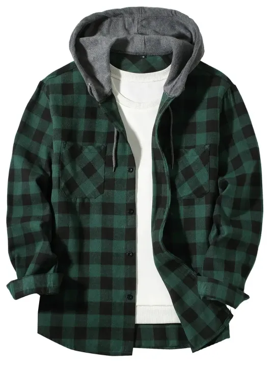 Men's%20Business%20Spring%20And%20Autumn%20Plaid%20Casual%20Button%20Down%20Hooded%20Long%20Sleeved%20Shirt%20Hoodie%20Flannel%20Jacket%20Tops%20-%20Image%202