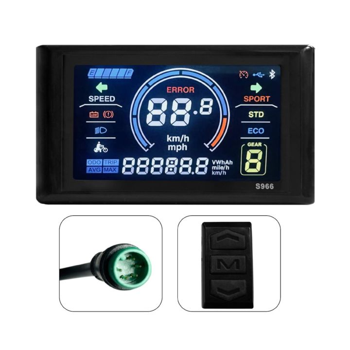 Écran LCD S966 Pour Vélo électrique – 24-72V, Couleur, étanche, Compatible Protocole N°2