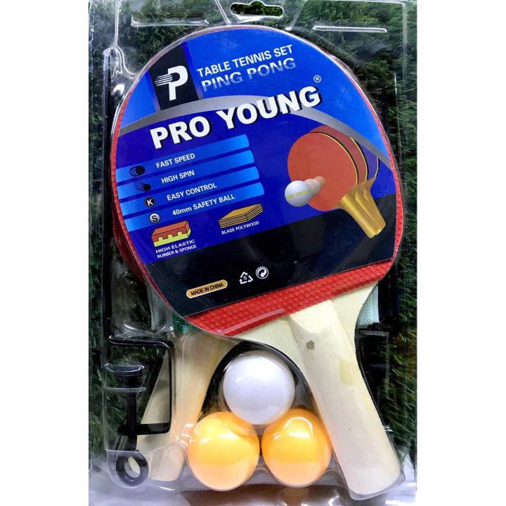 Pro Young Table Tennis Racket Set with 3 Balls Ping Pong Paddle for Match Training