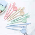 【Top-rated】 3 In1 Wheat Straw Dinnerware Set Fork Spoon Set Travel Picnic Camping With Case Portable Tableware Cutlery 1Set.