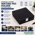 Elegant Black Leatherette Post-it Note Holder with Magnetic Slit Pads. 