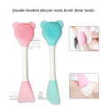 1Pcs Bear Silicone Double Head Facial Mask Brush Beauty Mud Film Facial Silicon Brush.