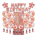 Migeet 40PCS Rose Gold Birthday Party Decorations Set Boys Girls Women Birthday Party Supplies Reusable Happy Birthday Sequin Heart Balloons Tassel Door Curtain for Baby Birthday Party Decorations. 