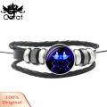 (New)Punk Uniex 12 Contulation Charm Multilayer Braid Faux Leather Bracelet.
