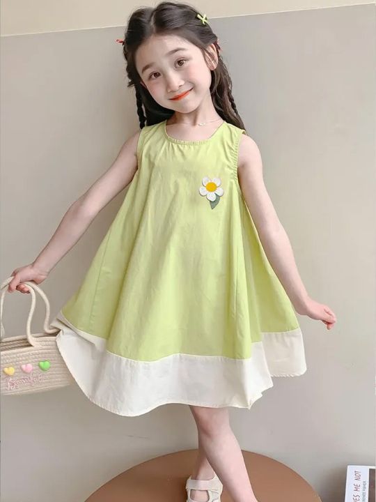 Girls fashionables Sleeveless Dress Children Sleeveless Skirt Flower Sweet Princess Kids Girls Dress