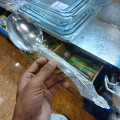 silver color Rice Bowl & Ladle Spoon Thai Pattern Rice Container Aluminum Curry Serving. 