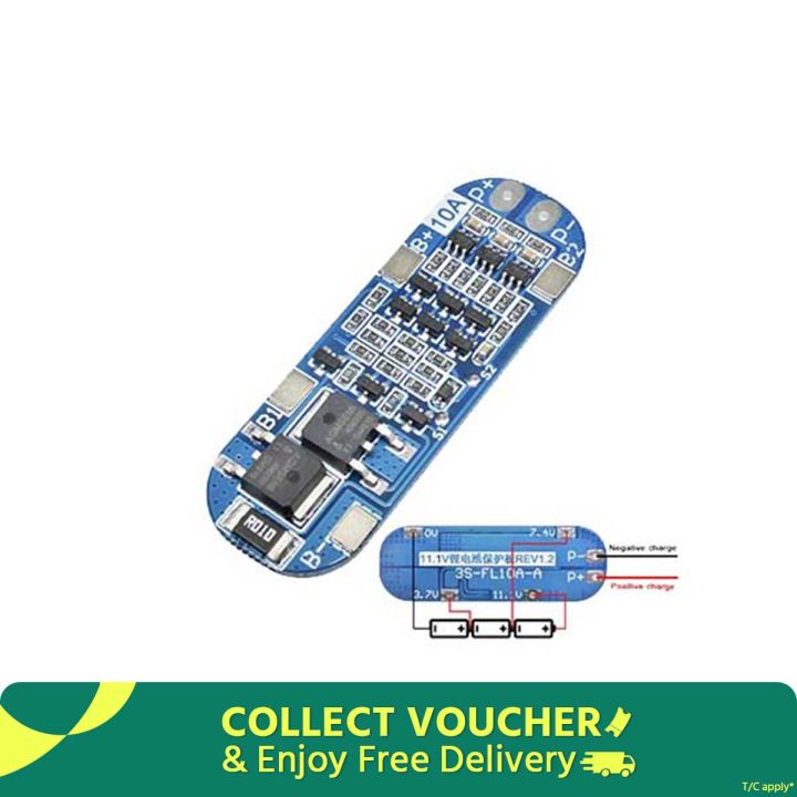 BMS Module Board 3S 10A 12V Lithium Battery Charger Protection for 3pcs 18650 Li-ion Battery Cell Charging - 12 volt battery