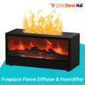 Fireplace Humidifier - 150ml Mini Fireplace Diffuser, Fireplace Oil Diffuser for Home Office, 7 Colors Light Flame Aroma Diffuser with Remote Control, Auto Off & Timer (Black).