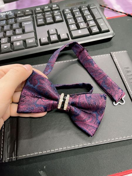 Crystal%20Wedding%20Bow%20Tie%20With%20Lapel%20Pin%20&%20Pocket%20Squre%20-%20Image%203