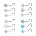 ZS 22g CZ Crystal Nose Studs Sets 12PCS/3PCS Nose Rings Studs Set Stainless Steel Nose Piercing Screws Fashion Nose Septum Rings.