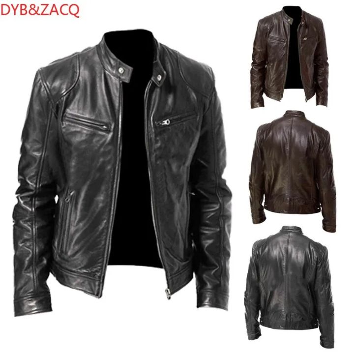 DYB ZACQ Spring Autumn Genuine Leather Jacket Men Streetweaar Sheepskin Coat Man Moto Biker Vintage Leather Jackets S-5XL