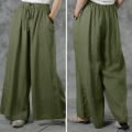 Sunnyheart Women Trousers Lightweight Solid Color Simple Wide Leg Pants. 