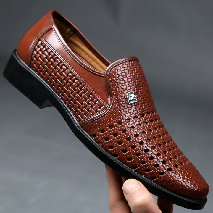 Spring Men Loafers Leather Men Shoes Summer Hollow Breathable Oxfords Man Casual Shoes Slip on Formal Dress Shoes for Man BunnyGarden