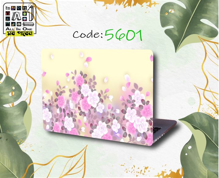 Cute Pink Flowers Design Laptop Sticker | Daraz.com.bd