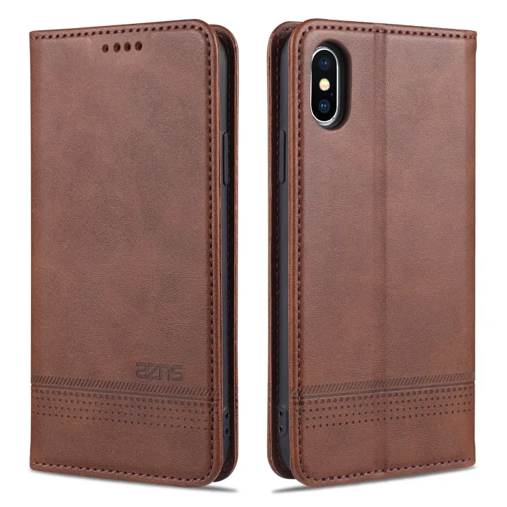 Leather%20Case%20for%20Apple%20iPhone%20X/XS%20Vintage%20Flip%20Wallet%20Card%20Slots%20Magnetic%20Closure%20TPU%20Inner%20Stand%20Cover%20-%20Image%202
