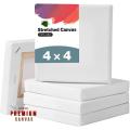 White Premium Canvas 4×4 Inch – Ready to Paint Canvas for Acrylic & Oil Painting 4PC/1PC. 