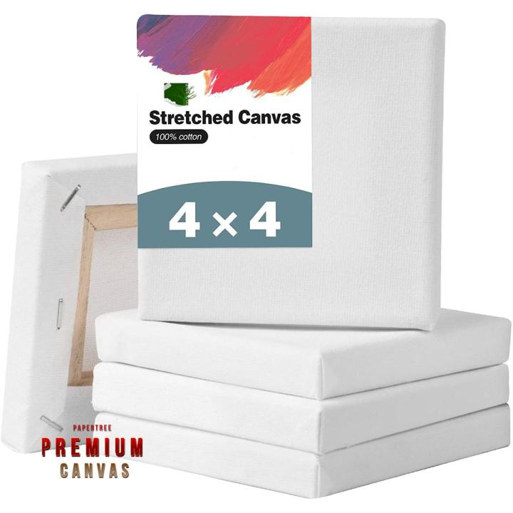White Premium Canvas 4×4 Inch – Ready to Paint Canvas for Acrylic & Oil Painting 4PC/1PC