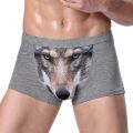 Men's Unique 3D Printed Wolf Eagle Head Flat Angle Pants Mid-waist Boxer Shorts Breathable Knitted Modal Fabric.